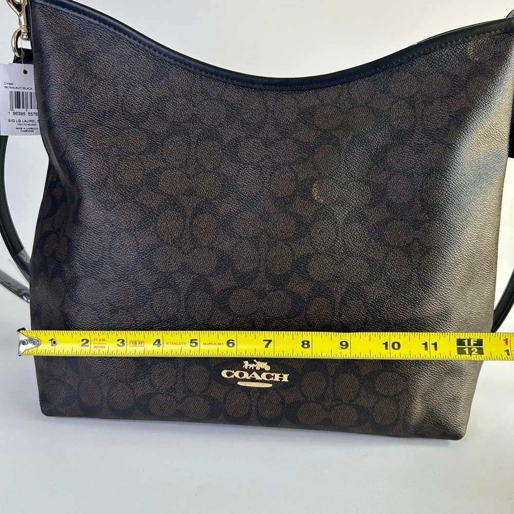 Coach Laurel Walnut Black Signature Canvas Shoulder Bag CY685 NEW